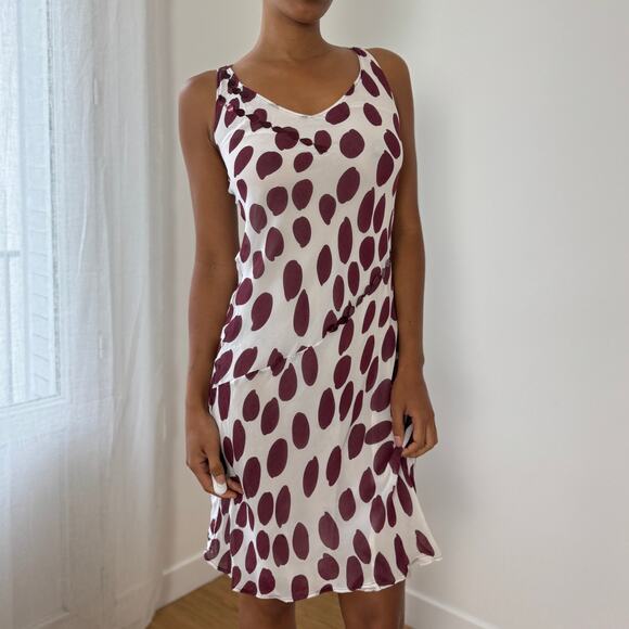 Vintage Italian Viscose Polka-Dot Slip Dress (S) - Picture 1 of 10